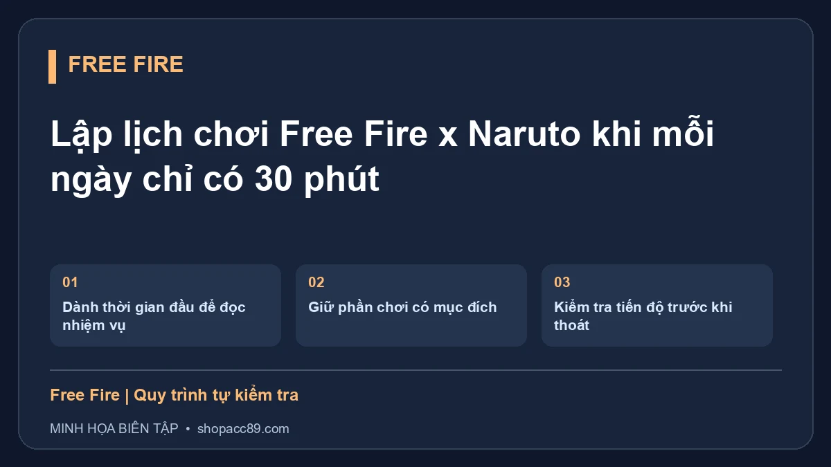 Lập lịch chơi Free Fire x Naruto khi mỗi ngày chỉ có 30 phút